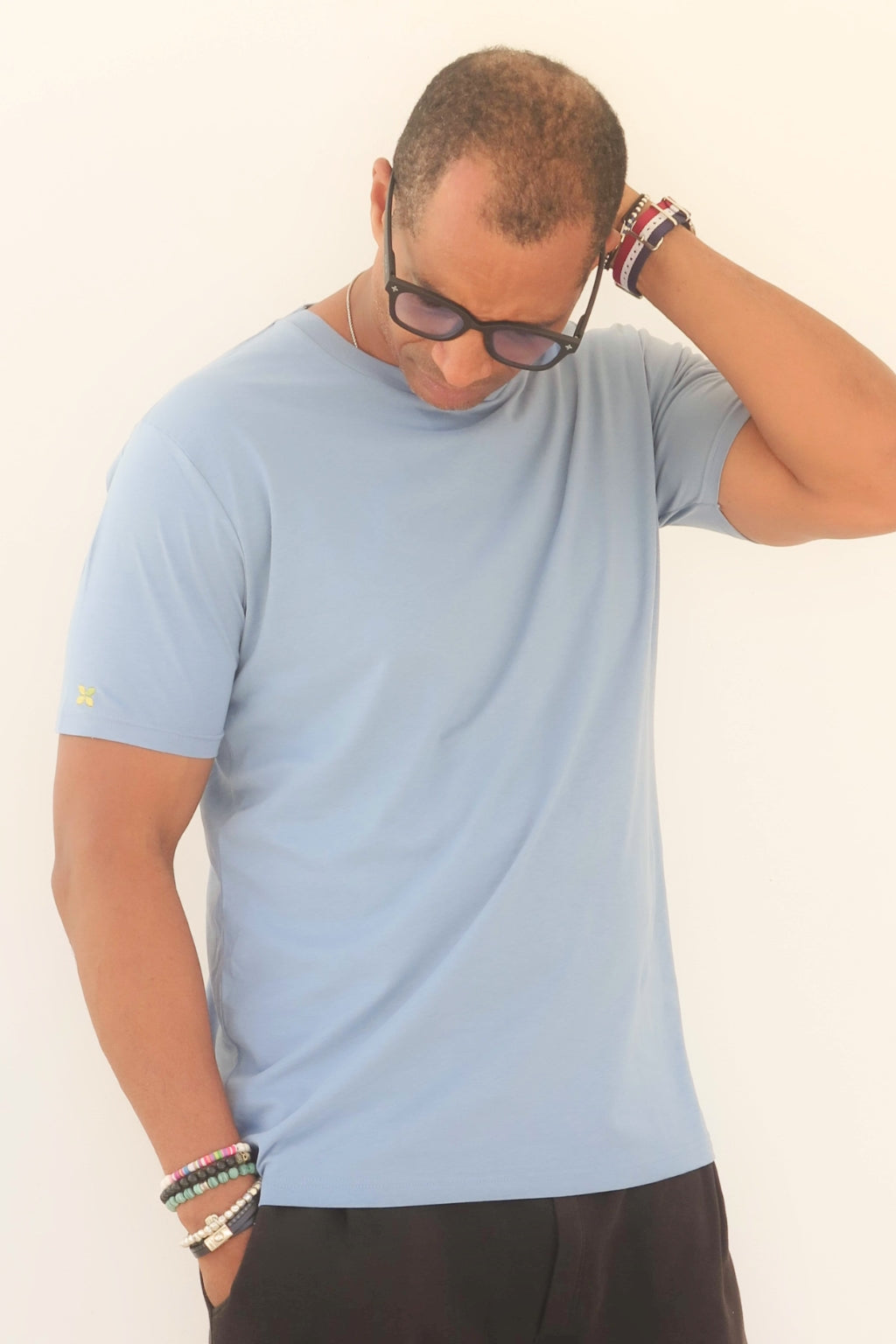 Camiseta azul claro de algodón orgánico