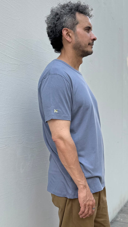 Camiseta azul petróleo de algodón orgánico y bambú - ecoology