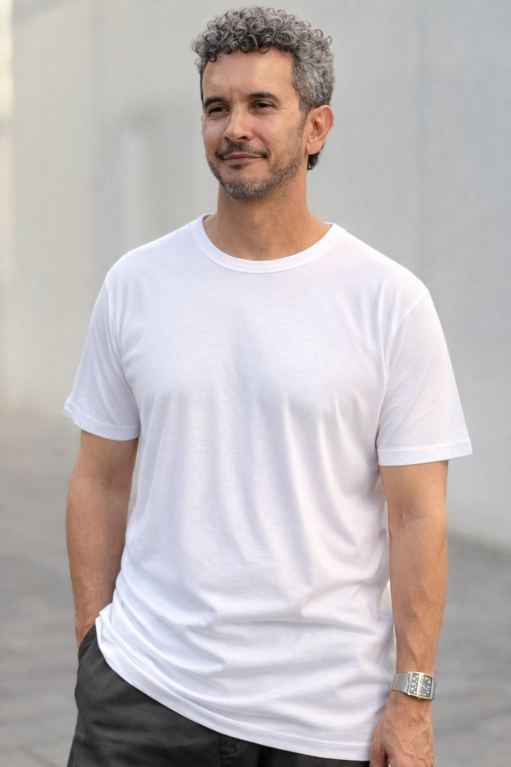 Camiseta de algodón orgánico y bambú blanca