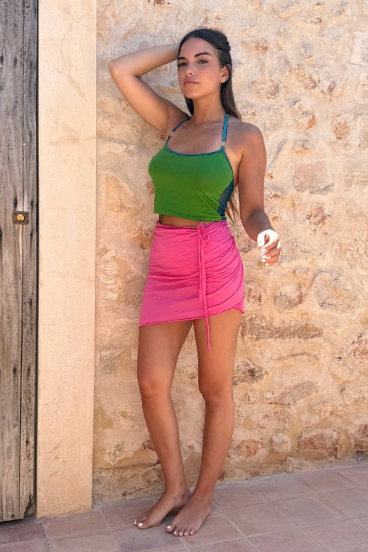 Top escotado verde y encaje - ecoology