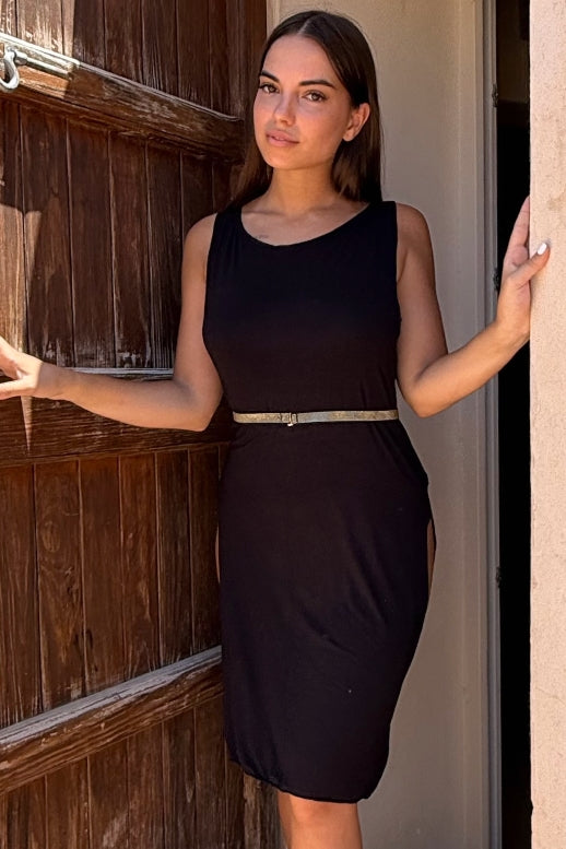 Vestido abierto negro de modal - ecoology