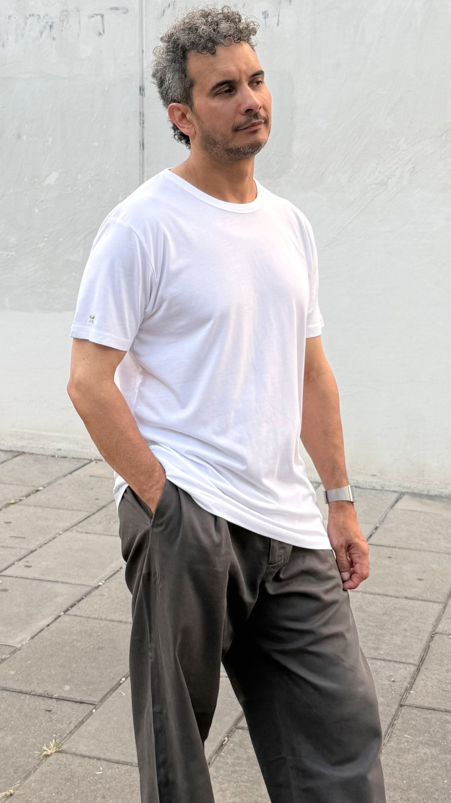 Camiseta de algodón orgánico y bambú blanca - ecoology