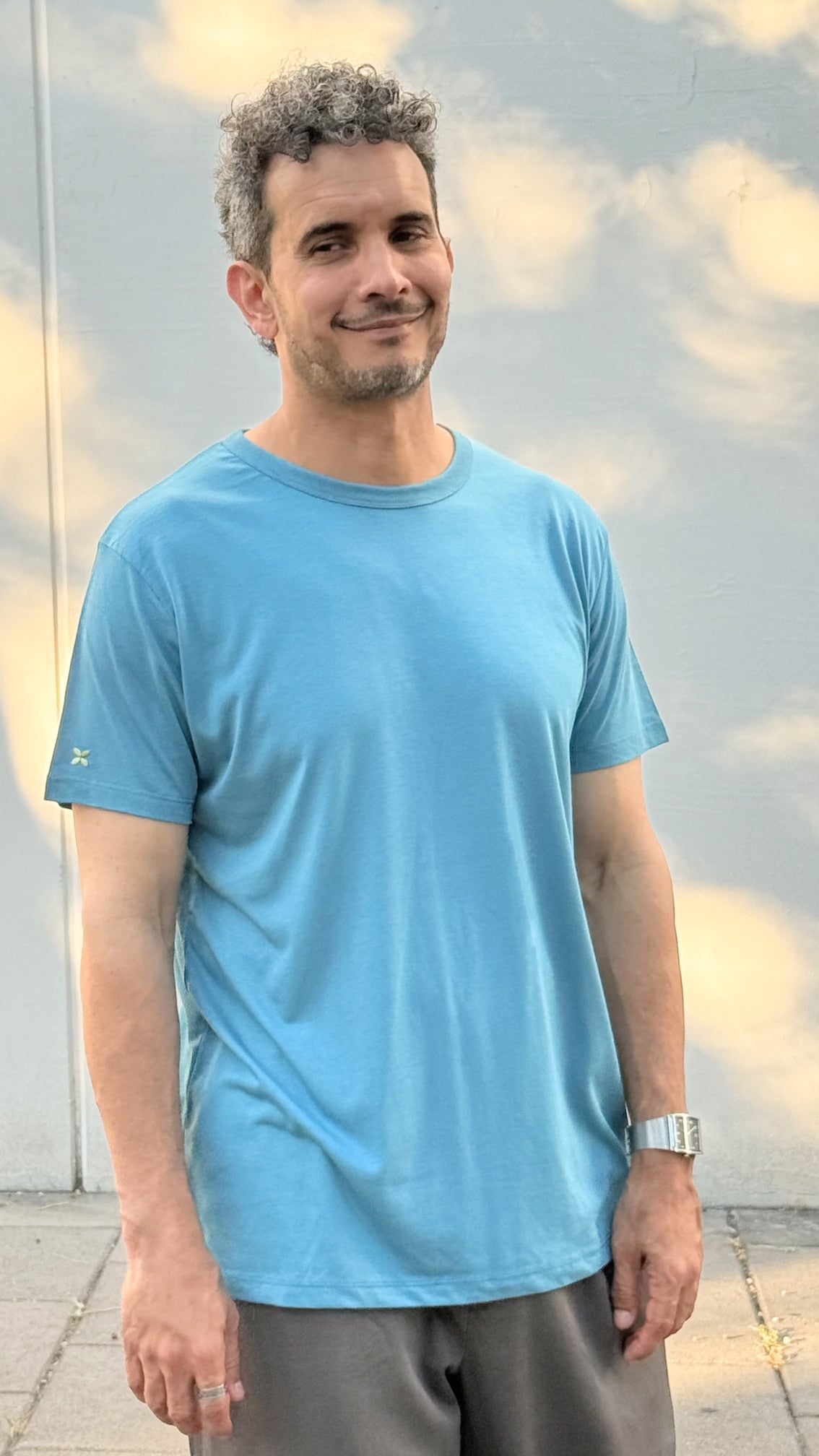 Camiseta azul mar de algodón orgánico y bambú - ecoology