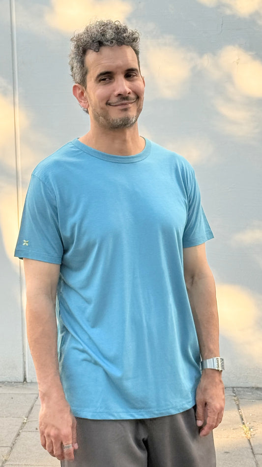 Camiseta azul mar de algodón orgánico y bambú - ecoology