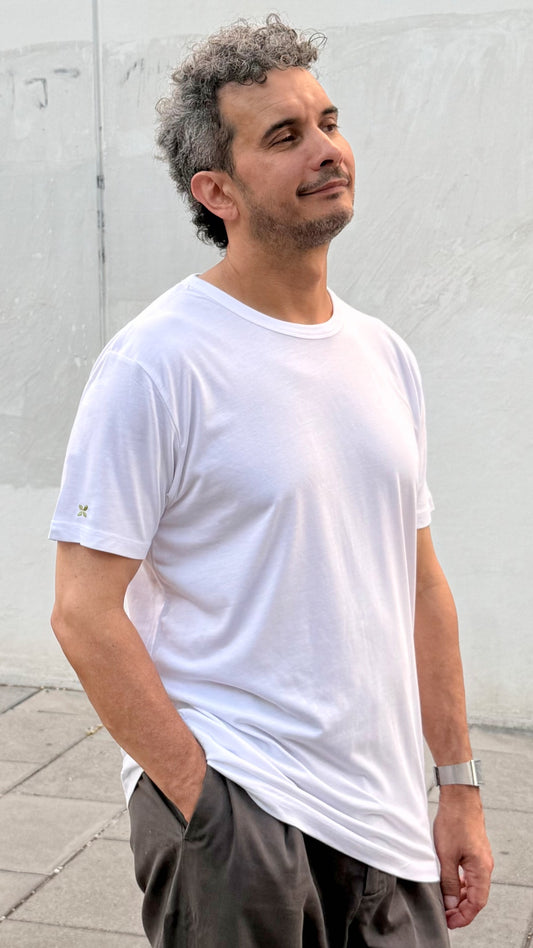 Camiseta de algodón orgánico y bambú blanca - ecoology